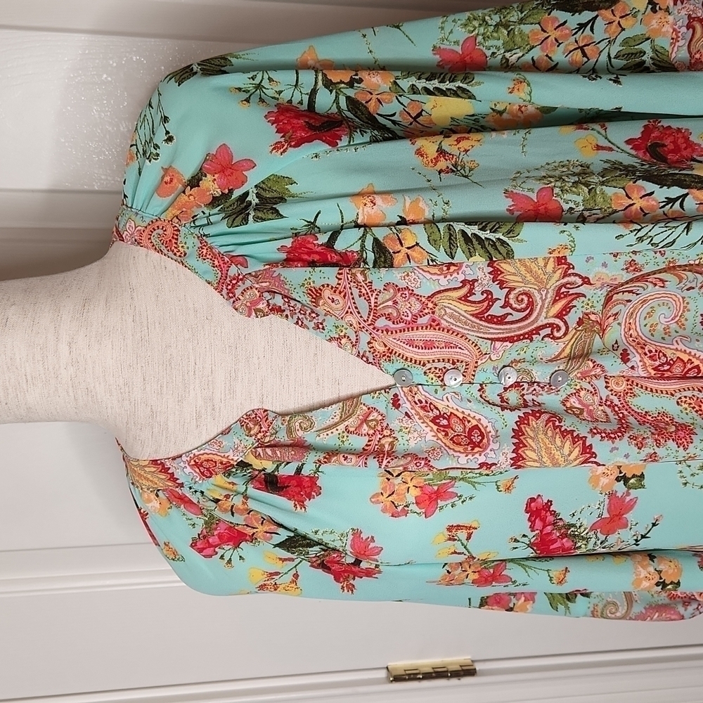 ANTHROPOLOGIE Fig and Flower Boho Peasant Blouse Size S - Picture 3 of 13